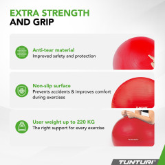 Gymnastický míč TUNTURI zesílený 65 cm Červený