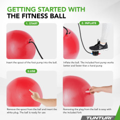 Gymnastický míč TUNTURI zesílený 65 cm Červený